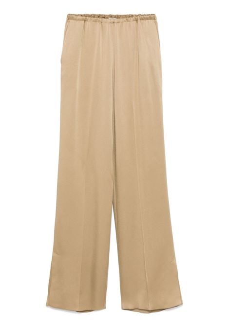 Beige satin side slits trousers Forte Forte - women